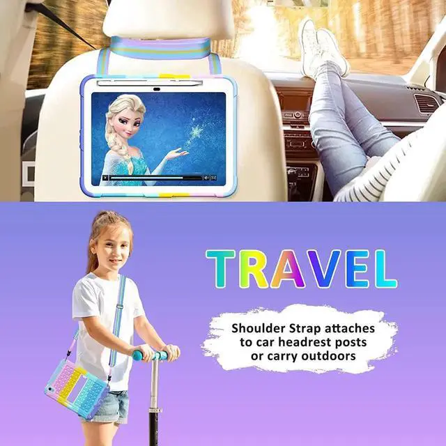 Alt view image 5 of 7 - JAENFONG New iPad 10th Generation 10.9 inch 2022 Case for Kids, Shockproof Rugged Protective with Pencil Holder Kickstand & Shoulder Strap for iPad 10.9 Inch 2022 Release Kids Children (Purple)