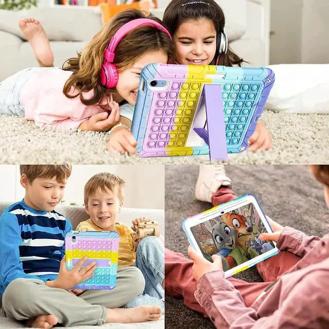 Alt view image 4 of 7 - JAENFONG New iPad 10th Generation 10.9 inch 2022 Case for Kids, Shockproof Rugged Protective with Pencil Holder Kickstand & Shoulder Strap for iPad 10.9 Inch 2022 Release Kids Children (Purple)