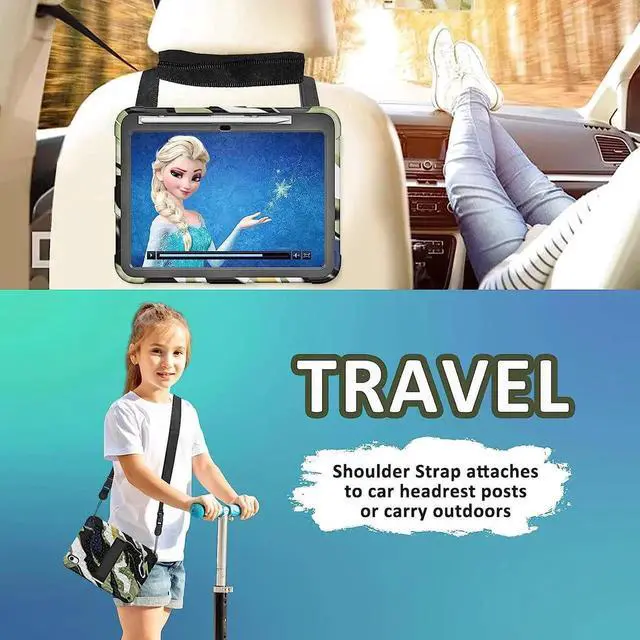 Alt view image 3 of 7 - JAENFONG New iPad 10th Generation 10.9 inch 2022 Case for Kids, Shockproof Rugged Protective with Pencil Holder Kickstand & Shoulder Strap for iPad 10.9 Inch 2022 Release Kids Children (Camouflage)