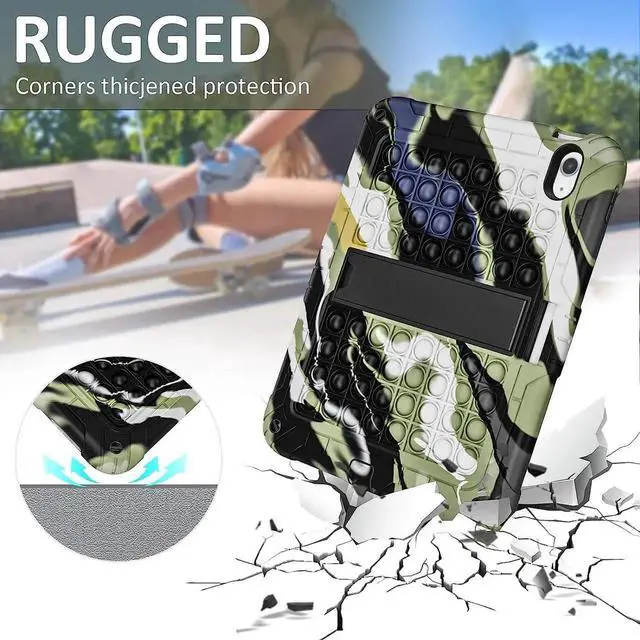 Alt view image 5 of 7 - JAENFONG New iPad 10th Generation 10.9 inch 2022 Case for Kids, Shockproof Rugged Protective with Pencil Holder Kickstand & Shoulder Strap for iPad 10.9 Inch 2022 Release Kids Children (Camouflage)