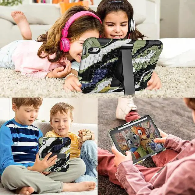 Alt view image 2 of 7 - JAENFONG New iPad 10th Generation 10.9 inch 2022 Case for Kids, Shockproof Rugged Protective with Pencil Holder Kickstand & Shoulder Strap for iPad 10.9 Inch 2022 Release Kids Children (Camouflage)