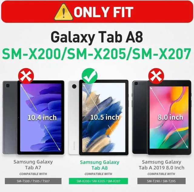 Alt view image 7 of 7 - JAENFONG for Galaxy Tab A8 Case 10.5 Full Body Protective with Rotating Hand Strap Stand/Screen Protector, Sturdy Shockproof A8 Tablet Case Kids 2022 SM-X200/X205/X207, Orange