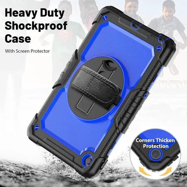 Alt view image 2 of 7 - JAENFONG for Tab M10 Plus 3rd Gen Case 10.6 Inch with Screen Protector / 360 Rotating Hand Strap/Stand, 3-Layer Protective M10 Plus Tablet Case (TB-125FU TB-128FU TB-128XU) Cover 2022, Blue