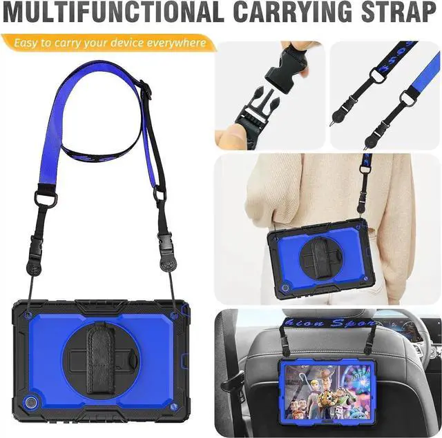 Alt view image 5 of 7 - JAENFONG for Tab M10 Plus 3rd Gen Case 10.6 Inch with Screen Protector / 360 Rotating Hand Strap/Stand, 3-Layer Protective M10 Plus Tablet Case (TB-125FU TB-128FU TB-128XU) Cover 2022, Blue