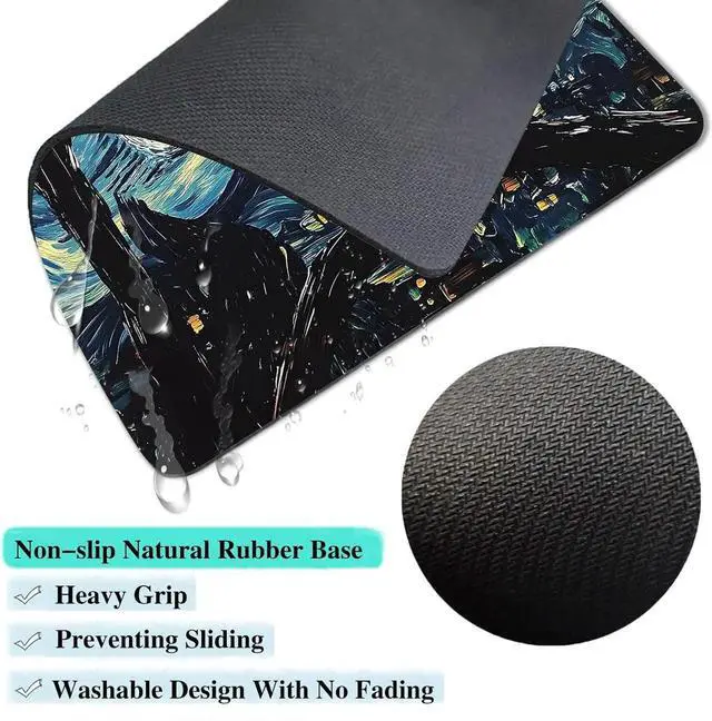 Alt view image 2 of 7 - Black Cat Custom Mouse Pad Ultra-Smooth Textured Small Mousepad Design with Non-Slip Rubber Base Moon Starry Night Computer Mouse Pads for PC & Wireless Laptop Portable Size 9.5x7.9 Inch