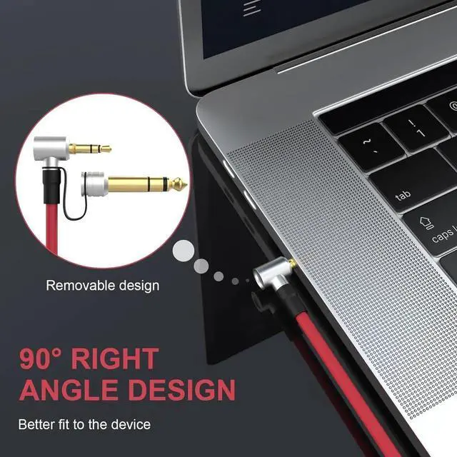 Alt view image 2 of 7 - Replacement 3.5mm to 3.5mm & 6.5mm Aux Auxiliary Audio Cable Headphone Extension Cord Compatible with Monster Beats Solo Pro Detox by Dr Dre Headphones (Red)