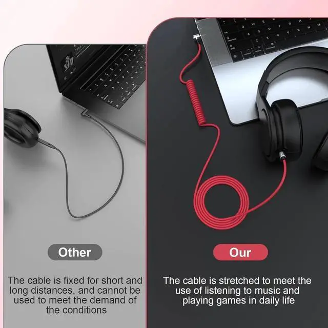 Alt view image 4 of 7 - Replacement 3.5mm to 3.5mm & 6.5mm Aux Auxiliary Audio Cable Headphone Extension Cord Compatible with Monster Beats Solo Pro Detox by Dr Dre Headphones (Red)