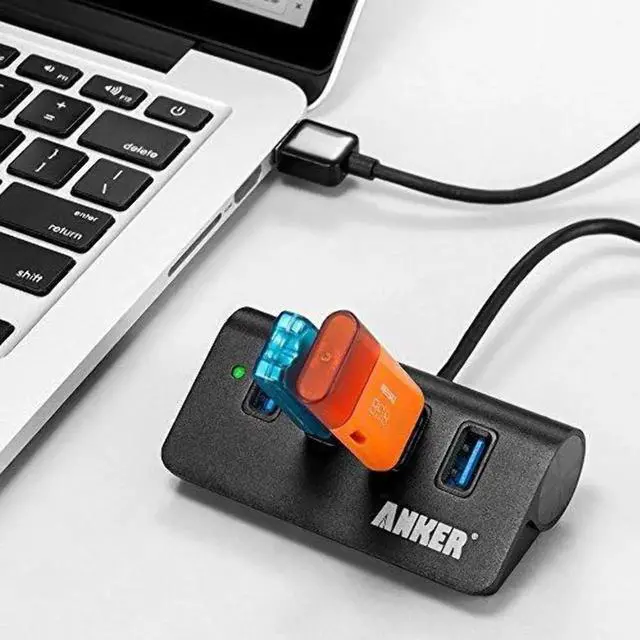 Alt view image 4 of 5 - 4-Port USB 3.0 Unibody Aluminum Portable Data Hub with 2ft USB 3.0 Cable for MacBook Mac Pro/mini iMac XPS Surface Pro Notebook PC USB-Flash Drives Mobile HDD and More