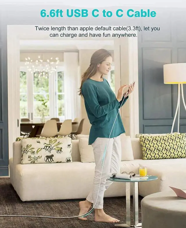 Alt view image 7 of 7 - 30W USB C Charger for iPad Pro 13 12.9 11 inch 2024 2023 2022 2021 2020 2019 M4 M2 M1 iPad Air 5 4 M3 M2 Mini 6 A17 Pro iPad 10 A16 MacBook Air iPhone 16 15 Pixel 8 7 Pro 6.6ft USB-C Cable