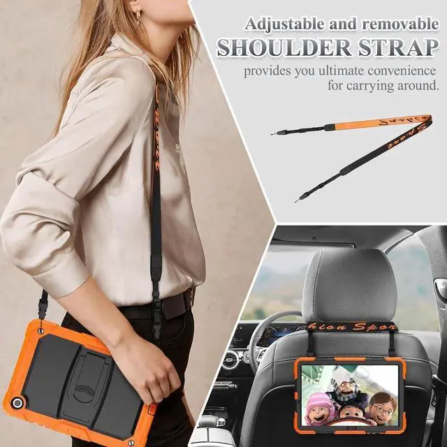 Alt view image 3 of 7 - JAENFONG for Galaxy Tab A9+ Plus 5G Tablet Case 11'' 2023 with Screen Protector Shoulder Strap& Stand, Drop-Proof Case for Galaxy Tab A9+/A9 Plus 11'' X210/X216/X218, Orange