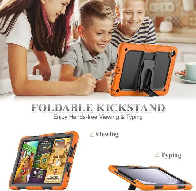 Alt view image 6 of 7 - JAENFONG for Galaxy Tab A9+ Plus 5G Tablet Case 11'' 2023 with Screen Protector Shoulder Strap& Stand, Drop-Proof Case for Galaxy Tab A9+/A9 Plus 11'' X210/X216/X218, Orange