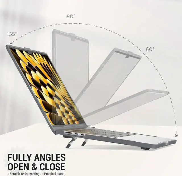 Alt view image 2 of 6 - JAENFONG MBook Air 15 inch Case 2023 Release A2941 M2 Chip, Shock-Absorbing Protection Case with Folding Stand &Mouse Pad/Bag for MBook Air 15\u201d A2941 M2 Chip (Gray)