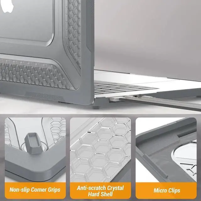 Alt view image 5 of 6 - JAENFONG MBook Air 15 inch Case 2023 Release A2941 M2 Chip, Shock-Absorbing Protection Case with Folding Stand &Mouse Pad/Bag for MBook Air 15\u201d A2941 M2 Chip (Gray)