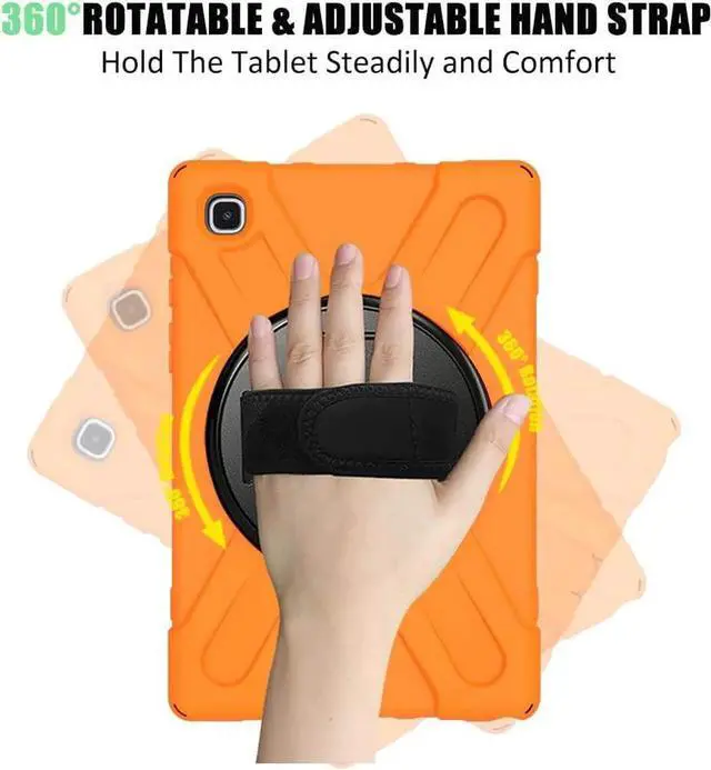 Alt view image 5 of 5 - JAENFONG Galaxy Tab A7 10.4'' Case with Screen Protector 2022/2020, Samsung Tab A7 Heavy Duty Shockproof Case with Kickstand Hand Strap and Shoulder Strap for SM-T500/T505/T507/T509,Orange