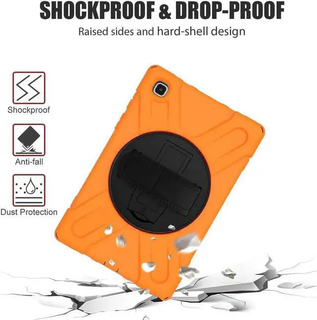Alt view image 4 of 5 - JAENFONG Galaxy Tab A7 10.4'' Case with Screen Protector 2022/2020, Samsung Tab A7 Heavy Duty Shockproof Case with Kickstand Hand Strap and Shoulder Strap for SM-T500/T505/T507/T509,Orange