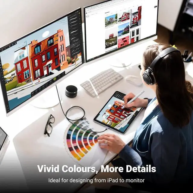 Alt view image 3 of 6 - USB C to HDMI Cable (4K@60Hz) 6.6FT Type C to HDMI Adapter Thunderbolt 4/3 to HDMI for Home Office Compatible with iPhone 16 Pro Max Plus MacBook Pro Air iPad Pro XPS Galaxy S24 Steam Deck