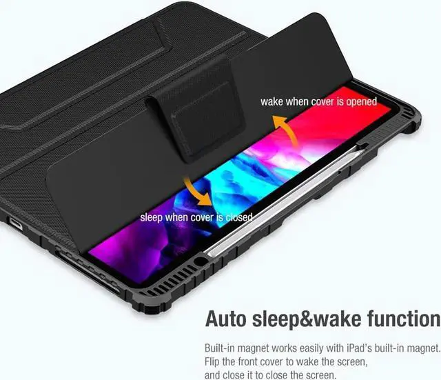 Alt view image 6 of 7 - JAENFONG Case for 2024 iPad Pro 11-Inch M4 (2024, 5th Gen), Durable Shockproof Strong Protective Cover with 360° Rotating Stand - Hand Strap - Shoulder Strap - Pencil Holder