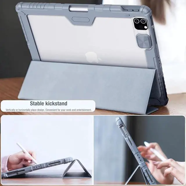 Alt view image 5 of 7 - JAENFONG Case for 2024 iPad Pro 11-Inch M4 (2024, 5th Gen), Durable Shockproof Strong Protective Cover with 360° Rotating Stand - Hand Strap - Shoulder Strap - Pencil Holder