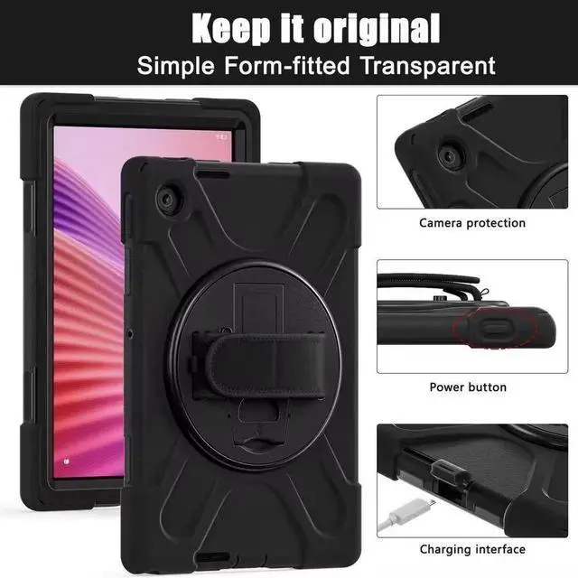 Main image of JAENFONG Case for Tab 10.1" 2025 TB311FU/TB311XU 10.1 inch,2025 newly Released: with Screen Protector, Hand Strap, Shoulder Strap, Rotating Stand, Stylus Holder - Black