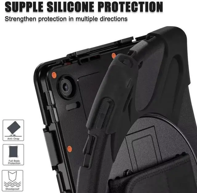 Alt view image 3 of 7 - JAENFONG Case for Tab 10.1" 2025 TB311FU/TB311XU 10.1 inch,2025 newly Released: with Screen Protector, Hand Strap, Shoulder Strap, Rotating Stand, Stylus Holder - Black