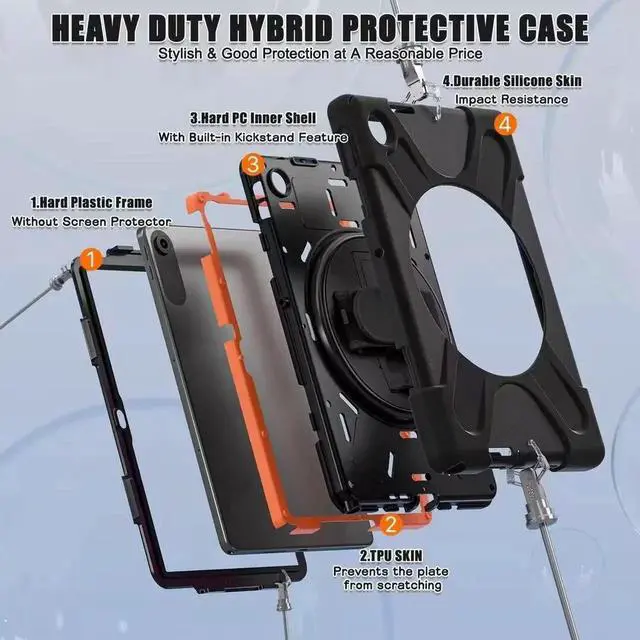 Alt view image 4 of 7 - JAENFONG Case for Tab 10.1" 2025 TB311FU/TB311XU 10.1 inch,2025 newly Released: with Screen Protector, Hand Strap, Shoulder Strap, Rotating Stand, Stylus Holder - Black