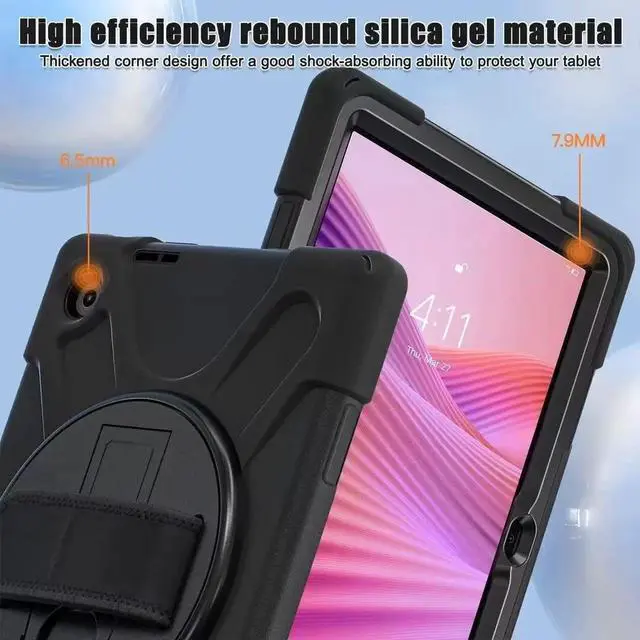 Alt view image 7 of 7 - JAENFONG Case for Tab 10.1" 2025 TB311FU/TB311XU 10.1 inch,2025 newly Released: with Screen Protector, Hand Strap, Shoulder Strap, Rotating Stand, Stylus Holder - Black