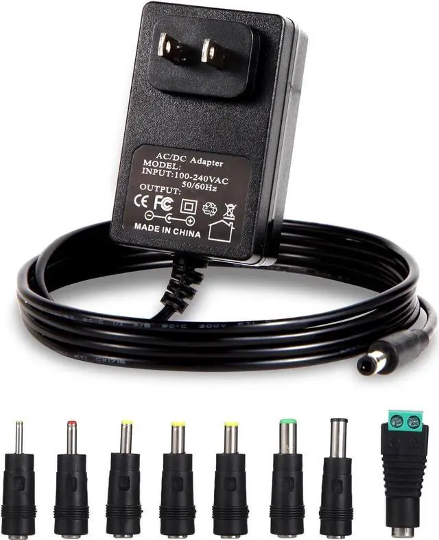 Main image of 6V Power Supply AC Adapter DC 6Volt Power Adapter Charger DC in 6V Power Cord with 8 Interchangeable Plug for 100mA 300mA 400mA 500mA 600mA 700mA 800mA 900mA 1000mA 1500mA 2000mA Equipment