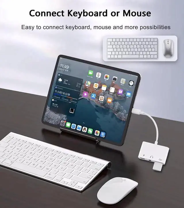 Alt view image 2 of 7 - USB C to USB Adapter 3 in 1 AUX/USB to USB C Adapter with 3.5mm Headphone Jack + OTG + 60W PD Fast Charging Port Compatible with iPhone 15/16 iPad Pro MacBook and More