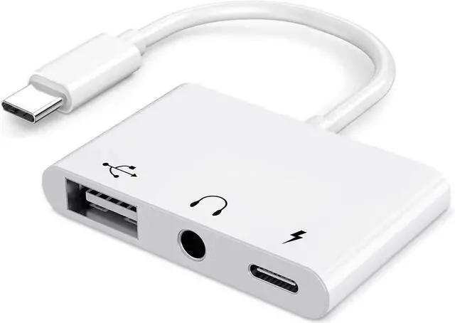 Main image of USB C to USB Adapter 3 in 1 AUX/USB to USB C Adapter with 3.5mm Headphone Jack + OTG + 60W PD Fast Charging Port Compatible with iPhone 15/16 iPad Pro MacBook and More