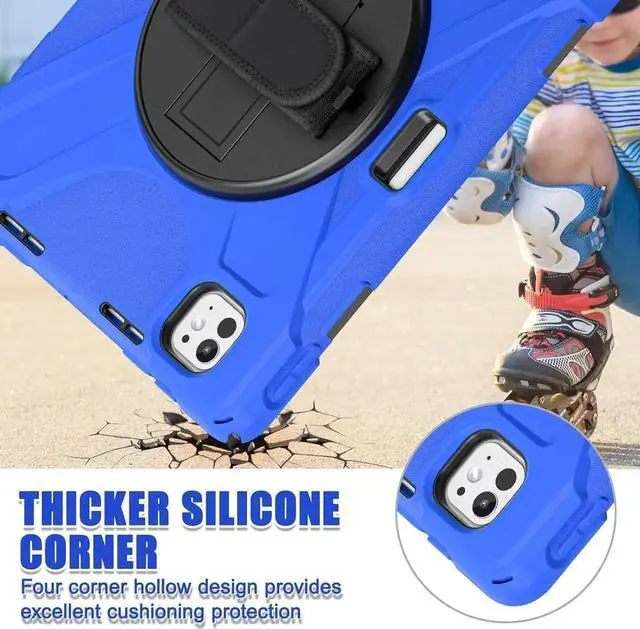 Alt view image 7 of 7 - JAENFONG Case for iPad Pro 11 Inch 2024 (5th Gen) with Screen Protector, Heavy Duty Rugged Proective Case Cover with Shoulder Strap/Pencil Holder/Handle/Rotating Stand, Blue