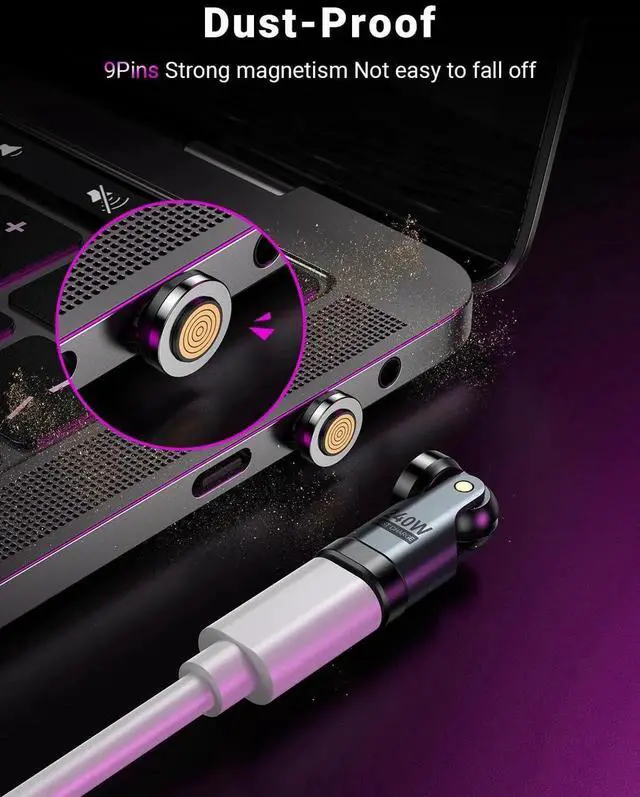 Alt view image 2 of 7 - USB C Magnetic Adapter PD 240W(2Pack) 9PIN USB C 90 Degree Adapter/C Right Angle Adapters/360 &180 Degree C to C Adapters for 1Phone 16/15 Ma-Book Pro/1Pad Series Galaxy Tablet Laptop