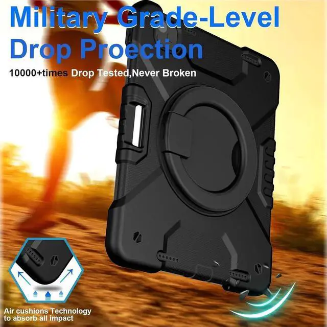 Alt view image 6 of 7 - JAENFONG Case for iPad Pro 11 Inch 4th 2022/3rd 2021/2nd 2020/1st Gen 2018, iPad Air 10.9 Inch 2022/2020 5th/4th Generation Case with Pencil Holder/360° Rotating Handle Stand, Black