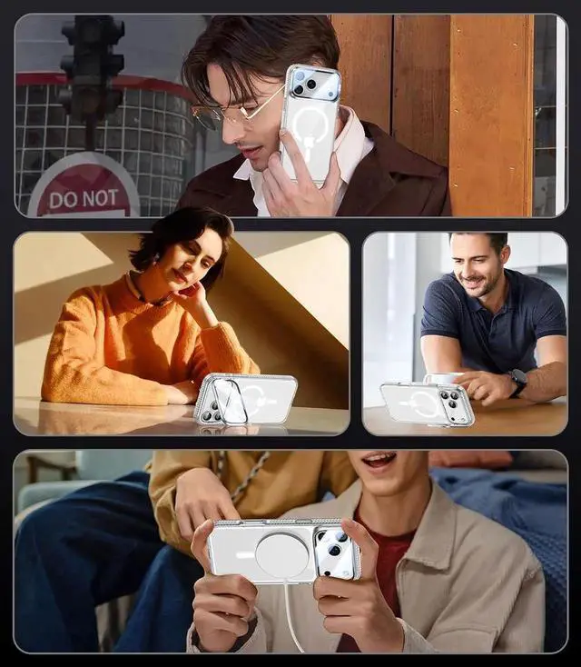 Alt view image 3 of 7 - [Upgraded Full Camera Protection] for iPhone 17 Pro Max Case with Camera Cover Stand [Fit for MagSafe][10FT Mil-Grade Protection] Transparent Magnetic iPhone 17 Pro Max Phone Case Clear