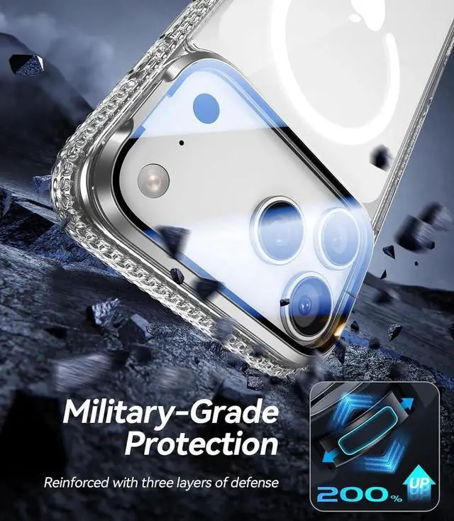 Alt view image 6 of 7 - [Upgraded Full Camera Protection] for iPhone 17 Pro Max Case with Camera Cover Stand [Fit for MagSafe][10FT Mil-Grade Protection] Transparent Magnetic iPhone 17 Pro Max Phone Case Clear