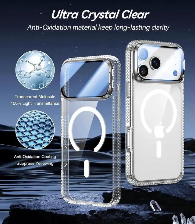 Alt view image 4 of 7 - [Upgraded Full Camera Protection] for iPhone 17 Pro Max Case with Camera Cover Stand [Fit for MagSafe][10FT Mil-Grade Protection] Transparent Magnetic iPhone 17 Pro Max Phone Case Clear