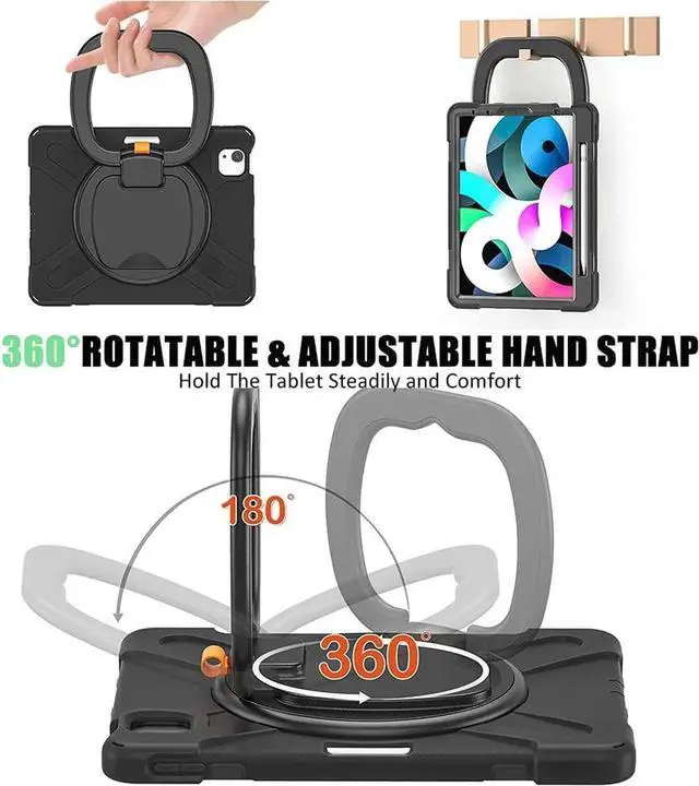 Alt view image 5 of 7 - JAENFONG Case for iPad Pro 11 Inch 2nd/3rd Generation 2021/2020/2018, iPad Air 4th/5th Generation 10.9 Case with Pencil Holder Stand Bracelet Shoulder Belt, Black