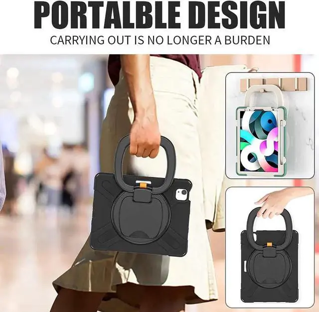 Alt view image 7 of 7 - JAENFONG Case for iPad Pro 11 Inch 2nd/3rd Generation 2021/2020/2018, iPad Air 4th/5th Generation 10.9 Case with Pencil Holder Stand Bracelet Shoulder Belt, Black