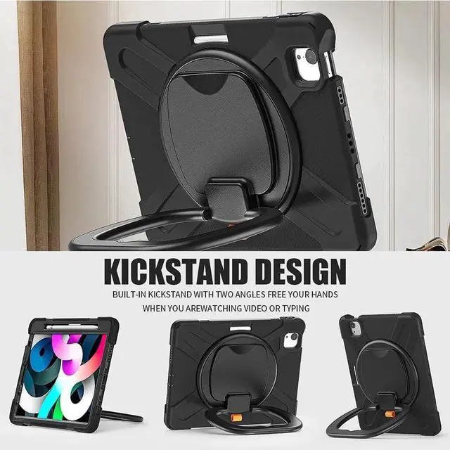 Alt view image 4 of 7 - JAENFONG Case for iPad Pro 11 Inch 2nd/3rd Generation 2021/2020/2018, iPad Air 4th/5th Generation 10.9 Case with Pencil Holder Stand Bracelet Shoulder Belt, Black