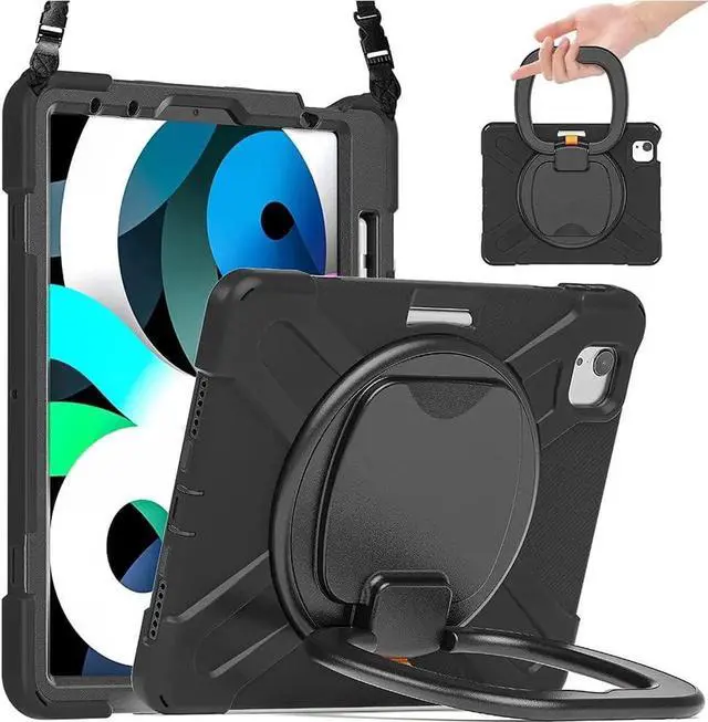 Main image of JAENFONG Case for iPad Pro 11 Inch 2nd/3rd Generation 2021/2020/2018, iPad Air 4th/5th Generation 10.9 Case with Pencil Holder Stand Bracelet Shoulder Belt, Black