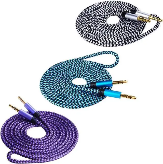 Alt view image 6 of 7 - Aux Cable 3 Pack 5FT Nylon Braided Hi-Fi Sound Quality Audio Cable 3.5MM Male to Male Auxiliary Audio Cord for Car Stereos iPhone iPad Beats Solo 2 3 Headphones Galaxy