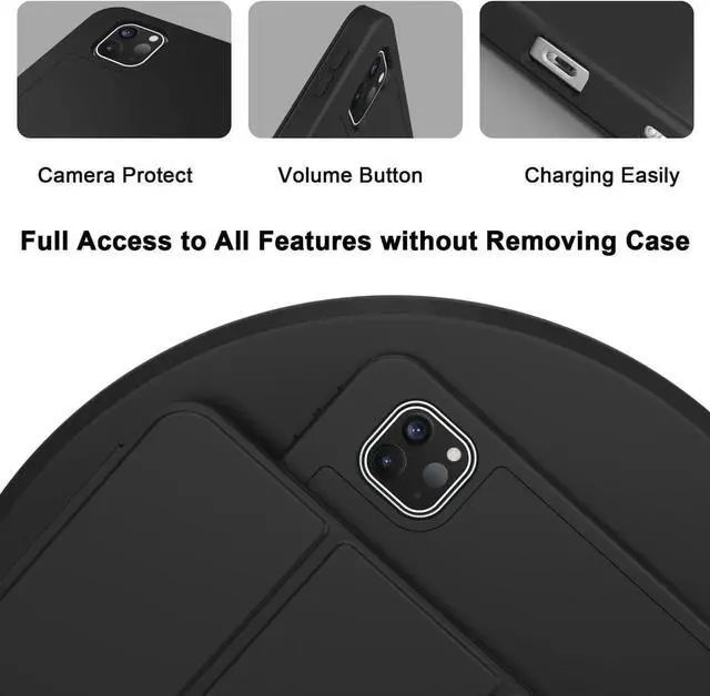 Alt view image 6 of 7 - iPad Pro 11 Inch Case (M4) 2024 5th Gen (Model: A2836/A2837/A3006) Trifold Stand Smart Cover with Pencil Holder and Soft TPU Back Auto Wake/Sleep (Black)