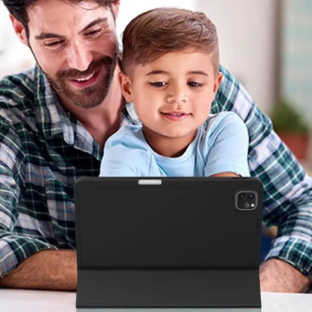 Alt view image 3 of 7 - iPad Pro 11 Inch Case (M4) 2024 5th Gen (Model: A2836/A2837/A3006) Trifold Stand Smart Cover with Pencil Holder and Soft TPU Back Auto Wake/Sleep (Black)