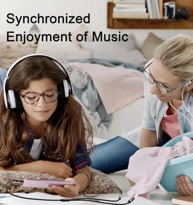 Alt view image 7 of 7 - 3.5mm Headphone Splitter 36cm/14 inch Hi-Fi Sounds Extension Cable Audio Stereo Y Splitters 3.5 mm Male to 2 Female (TRRS - 4 Pole) Nylon-Braided Aux Cable Compatible with PS4 Switch & More