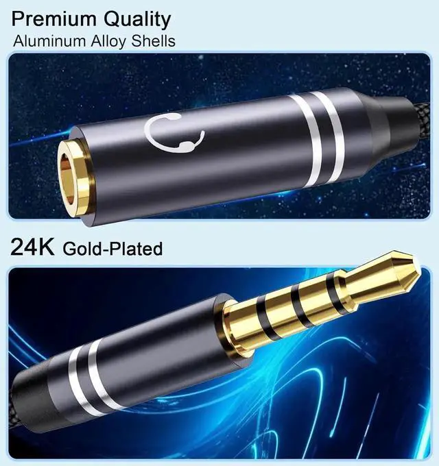 Alt view image 3 of 7 - 3.5mm Headphone Splitter 36cm/14 inch Hi-Fi Sounds Extension Cable Audio Stereo Y Splitters 3.5 mm Male to 2 Female (TRRS - 4 Pole) Nylon-Braided Aux Cable Compatible with PS4 Switch & More