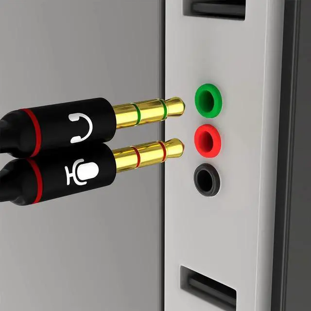 Alt view image 5 of 7 - Headphone Splitter For Computer 3.5mm Female to 2 Dual 3.5mm Male Headphone Mic Audio Y Splitter Cable Smartphone Headset to PC Adapter