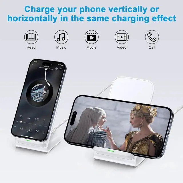 Alt view image 6 of 7 - Pixel Fast Wireless Charger 15W Wireless Charging Stand for Google Pixel 9a 9 Pro XL 8a 8 Pro 7a 7 Pro 6 Pro Android Phone Wireless Charger Stand for Galaxy S25 Ultra S24 S23 iPhone 16 15