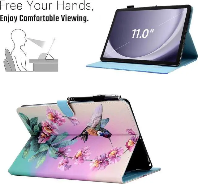 Alt view image 3 of 7 - for Galaxy Tab A9 Plus Case 11 Inch 2024 2023 (SM-X210/X216/X218) Galaxy A9 Plus Tablet Case PU Leather Stand Cover for Galaxy Tab A9+/A9 Plus Auto Wake/Sleep - Hummingbird