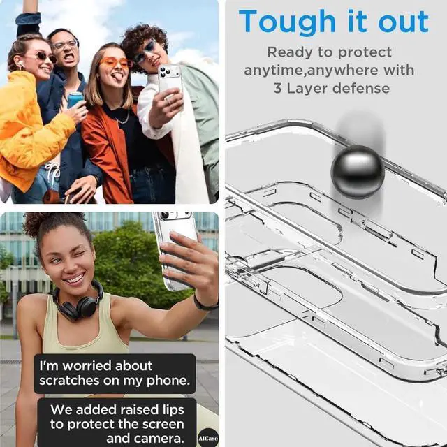 Alt view image 5 of 7 - for iPhone 17 Pro Max Clear Case(6.9) Heavy Duty Drop Protection Full Body Rugged Shockproof/Dust Proof 3-Layer Military Protective Tough Durable Phone Cover for iPhone 17 Pro Max 2025