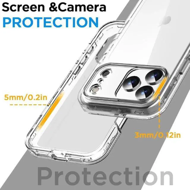Alt view image 2 of 7 - for iPhone 17 Pro Max Clear Case(6.9) Heavy Duty Drop Protection Full Body Rugged Shockproof/Dust Proof 3-Layer Military Protective Tough Durable Phone Cover for iPhone 17 Pro Max 2025