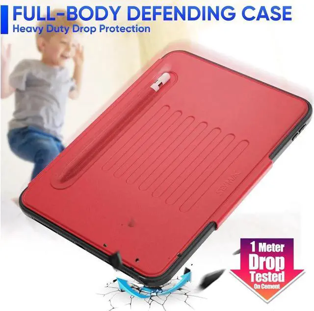 Alt view image 3 of 6 - JAENFONG Pad 10th Generation Case 10.9'', Strong Magnetic Auto Sleep Shockproof Case with Absorbing Multi-Angles Stand, Pen Holder, Card Slot for Pad 10.9 Inch 2022 (Red)
